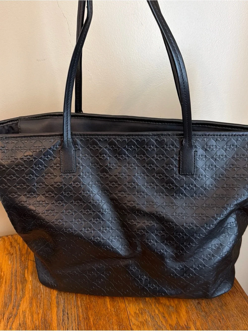 Kate Spade New York Penn Place Embossed Margareta Tote Black Leather Bag *read*